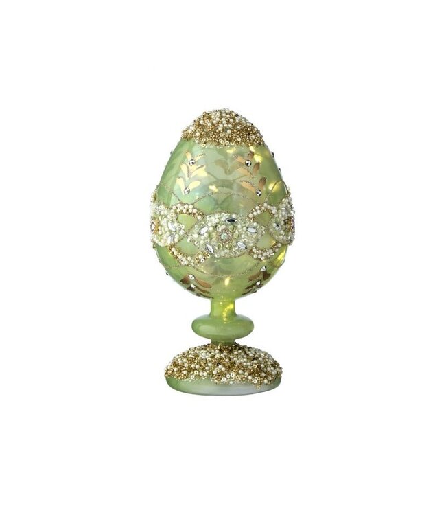 8" Glass LED Egg Pedestal with Jewel - Sold Individually