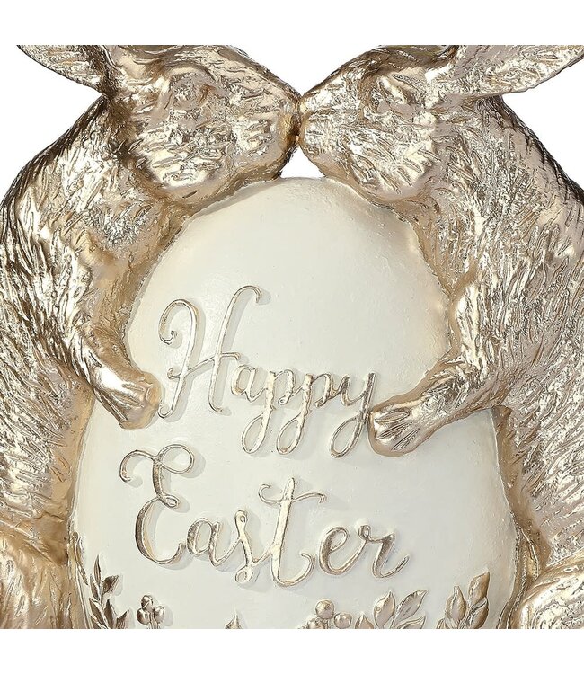 8" Resin Kissing Bunnies With Egg