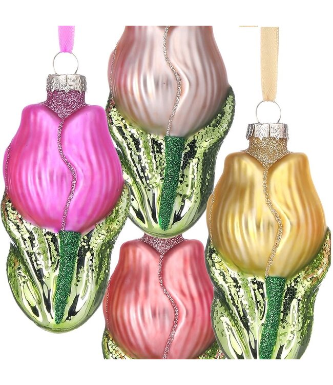 4" Glass Tulip Ornament - Sold Individually