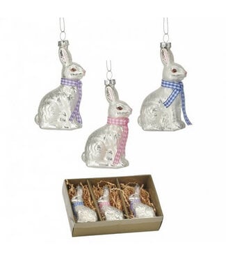 4" Glass Spring Bunny Ornament - Sold Individually