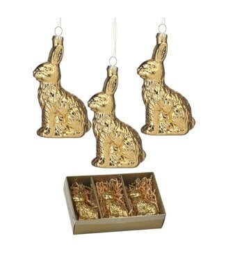 4" Glass Foiled Bunny Ornament - Sold Individually