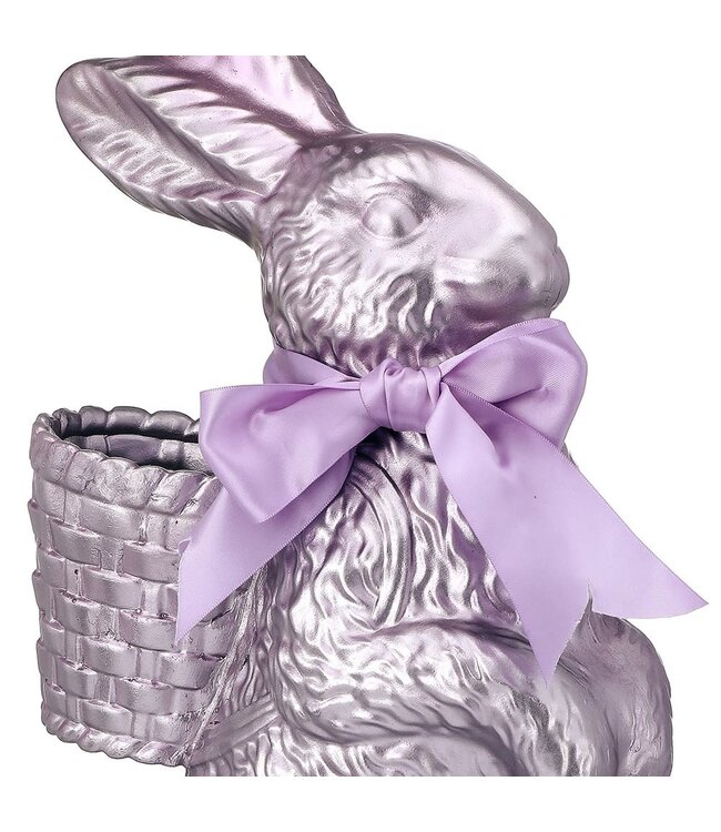 20.5" Resin Foiled Standing Bunny-Lavender