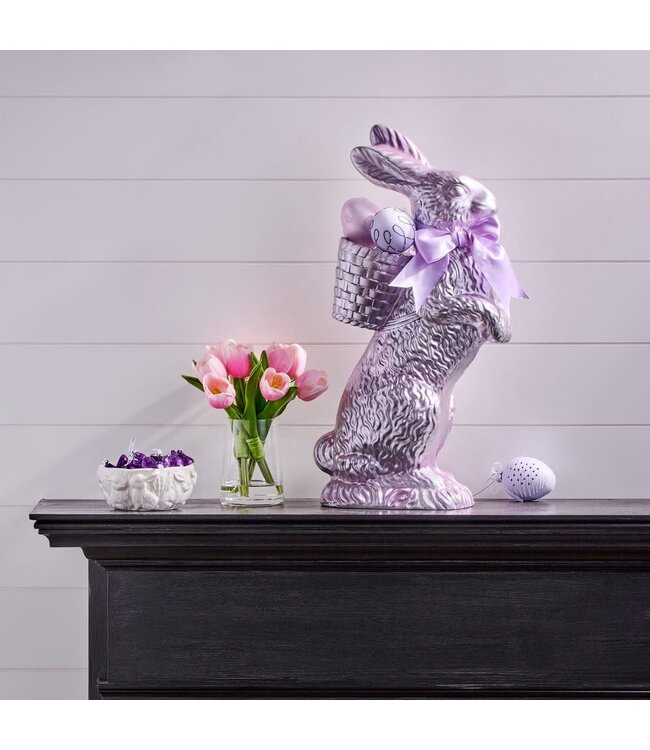 20.5" Resin Foiled Standing Bunny-Lavender