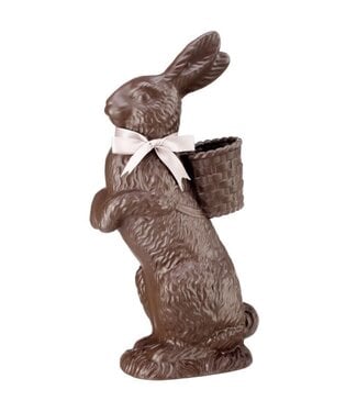 14" Resin Chocolate Standing Bunny with Basket