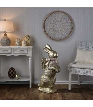 35" Resin Foiled Standing Chocolate Bunny
