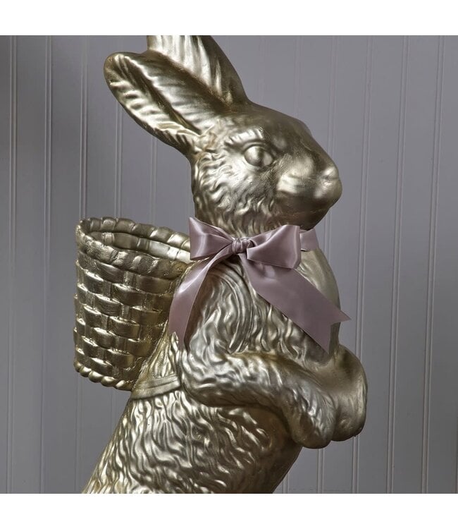 35" Resin Foiled Standing Chocolate Bunny