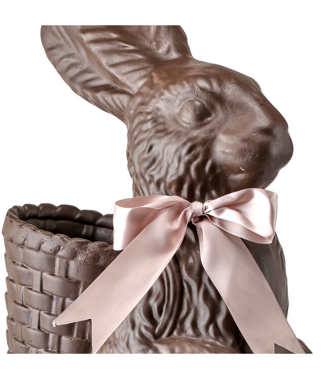 35" Resin Chocolate Standing Bunny with Basket