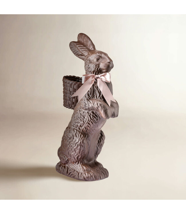 35" Resin Chocolate Standing Bunny with Basket
