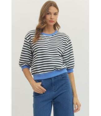 Sandra Striped Half Sleeve Knit Top