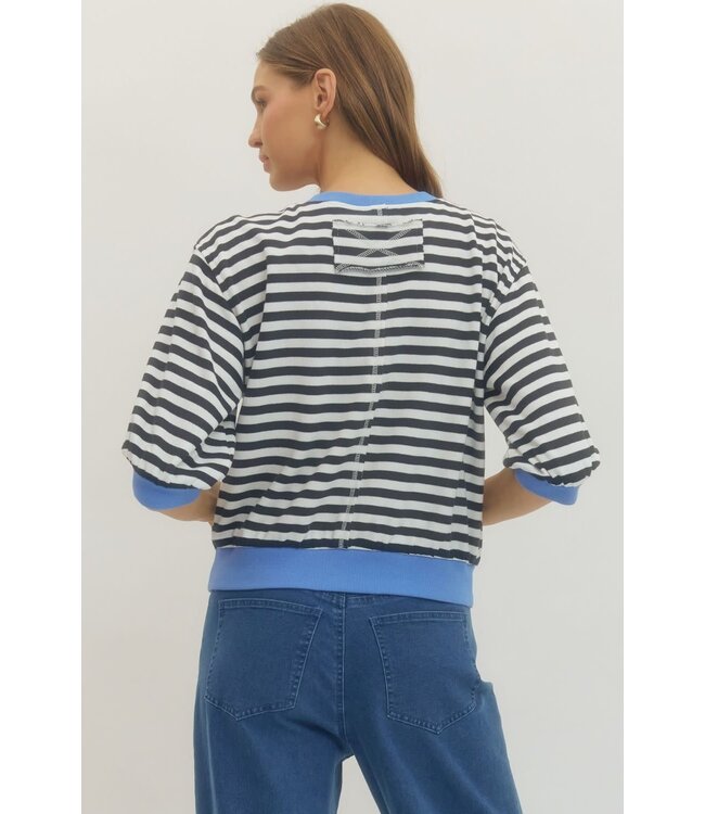 Sandra Striped Half Sleeve Knit Top