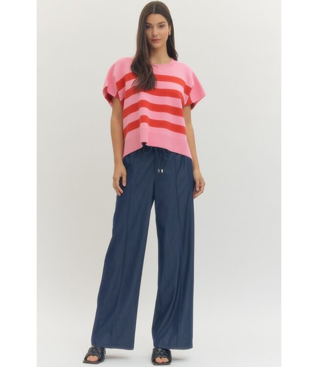 Cindy Solid Short Sleeve Knit Top