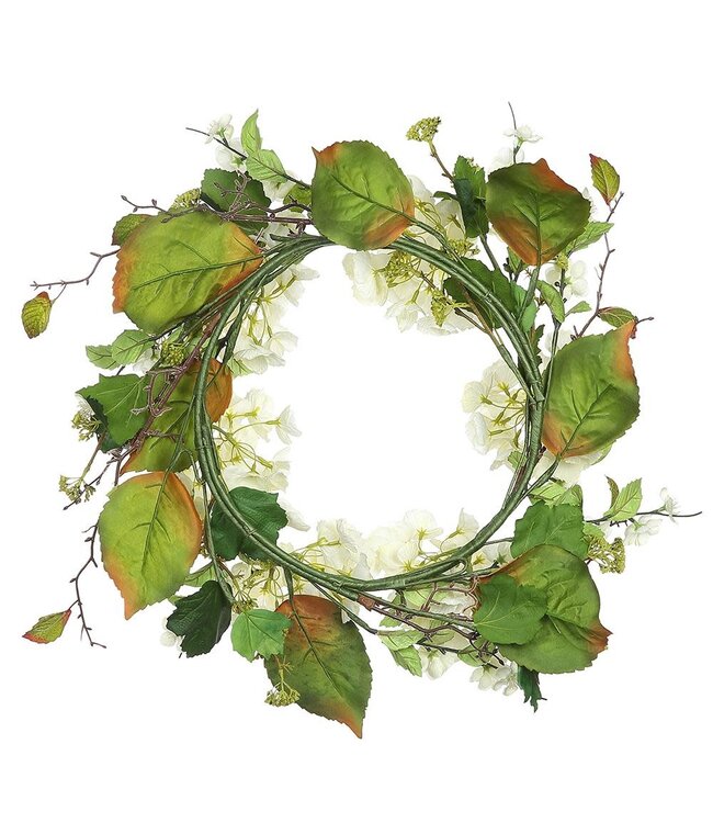 24 Inch Hydrangea/Blossom Wreath Cream Green