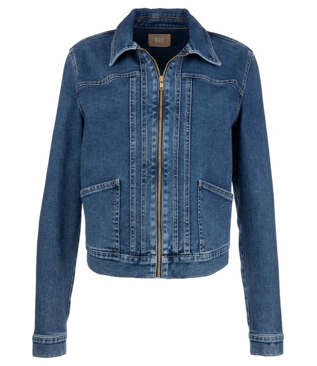 KUT FROM THE KLOTH Genevieve Zip Front Jacket W/ Slant Pockets