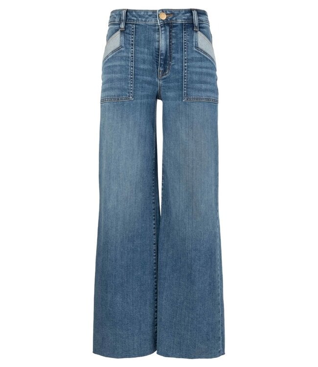 KUT FROM THE KLOTH Maya High Rise Porkshop Frt Pkts Wide Leg Raw Hem