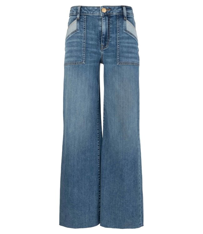 KUT FROM THE KLOTH Maya High Rise Porkshop Frt Pkts Wide Leg Raw Hem