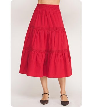 Madeline Reverse Pintuck Tiered Midi Skirt