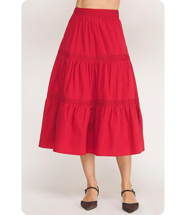 Madeline Reverse Pintuck Tiered Midi Skirt