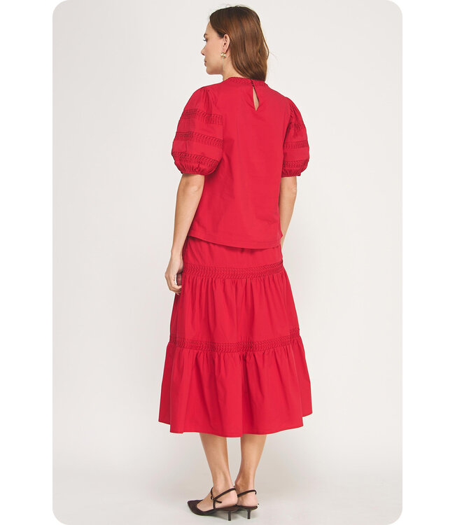 Madeline Reverse Pintuck Tiered Midi Skirt