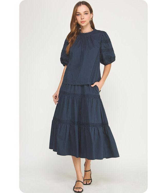 Venice Reverse Pintuck Puff Sleeve Top