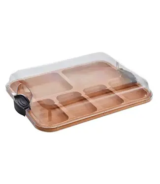 11x14 Bamboo 6 Slot Charcuterie Board with Black Handles