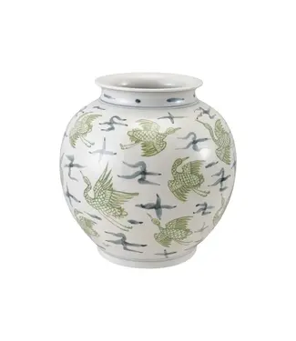 Hand-Painted Ceramic Vase With Crane Pattern