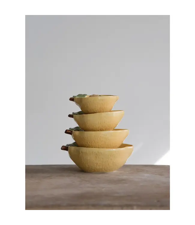 Stoneware Lemon Measuring Cups - Sold as Set
