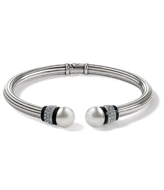BRIGHTON Meridian Open Hinged Bangle - Silver/Black