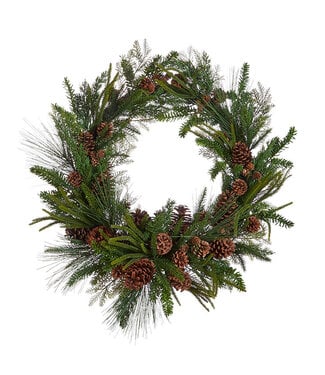 34.5" Pinecone and Mixed Greenery Wreath