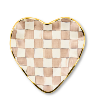 MACKENZIE CHILDS Mocha Check Ceramic Heart Plate