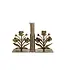Cast Iron Flower Shaped Bookends Gold Finish - Sold as Set of 2
