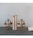 Cast Iron Flower Shaped Bookends Gold Finish - Sold as Set of 2