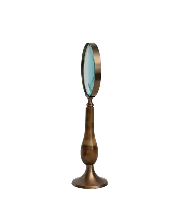Brass & Bone Magnifying Glass on Stand - Antique Finish
