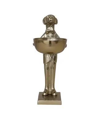 Cast Aluminum Labrador Holding Bowl - Gold Finish