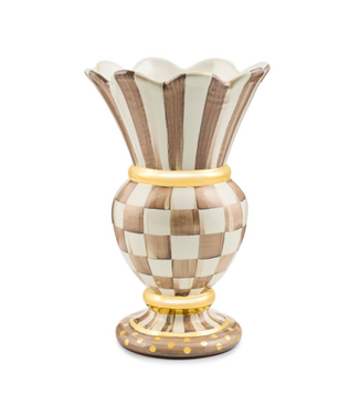 MACKENZIE CHILDS Mocha Check Ceramic Great Vase
