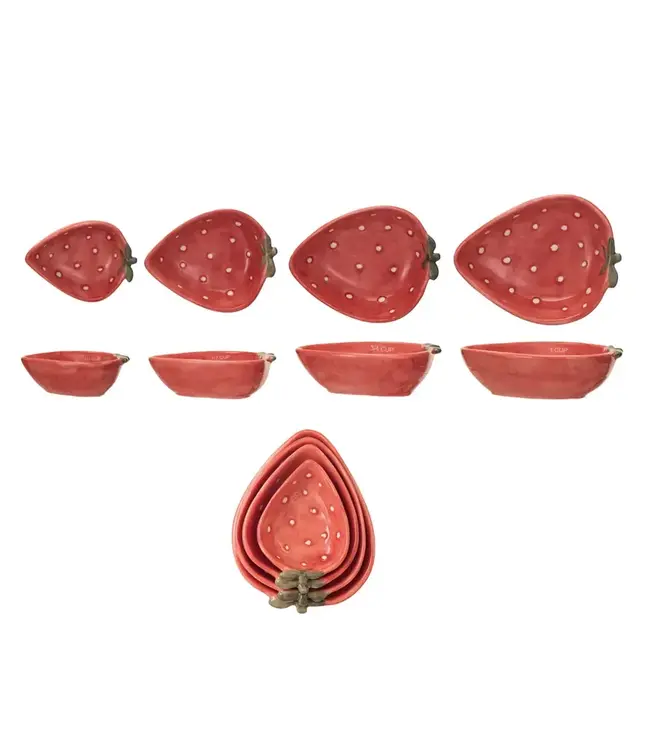 Hand-Painted Strawberry Shaped Measuring Cups - Sold as Set
