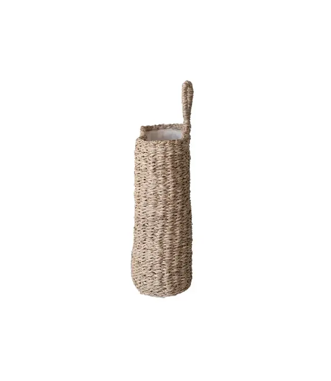 Hand-Woven Seagrass Wall Basket With Loop & Cotton Lining