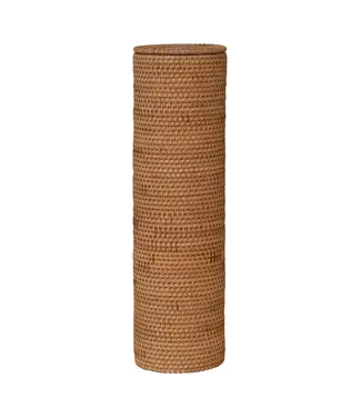 Woven Rattan Toilet Paper Roll Storage w/ Lid