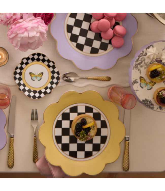 MACKENZIE CHILDS Buttercream Petal Dinner Plate