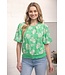 Scarlett Floral Embroidered Elastic Banded Bubble Sleeve Top