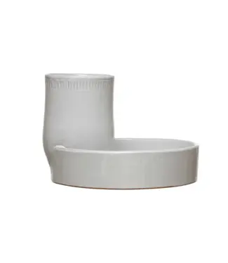 Terracotta Tray, 2 Compartments, Reactive Glaze