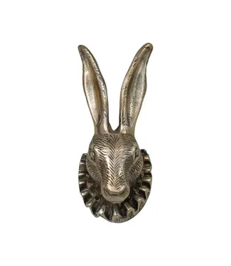 Cast Aluminum Rabbit Head with Ruff Collar Wall Décor