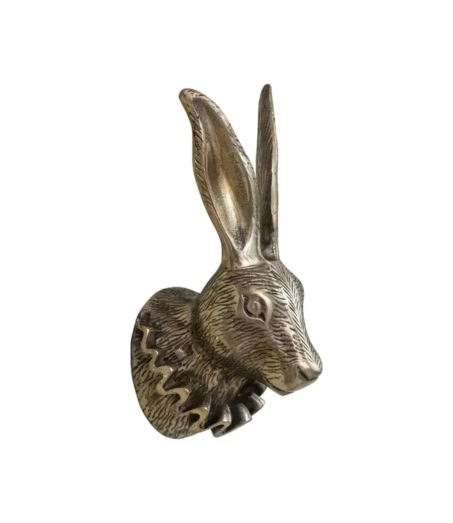 Cast Aluminum Rabbit Head with Ruff Collar Wall Décor