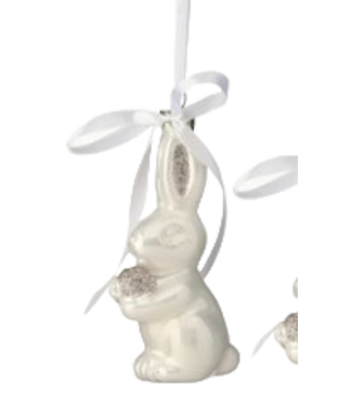 4.5" Glass Bunny Ornament Champagne