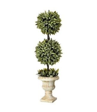 Flocked Sage Double Ball Topiary 26”