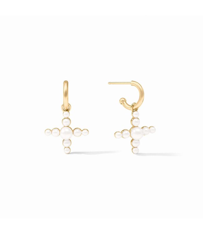JULIE VOS Gumdrop Cross Hoop & Charm Earring