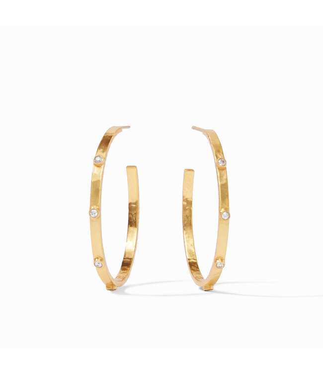 JULIE VOS Crescent Stone Hoop Gold