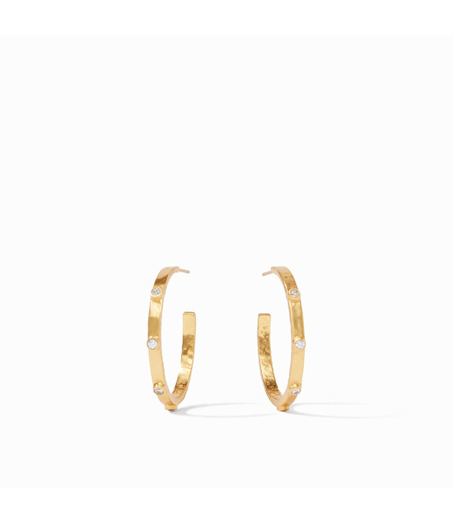 JULIE VOS Crescent Stone Hoop Gold