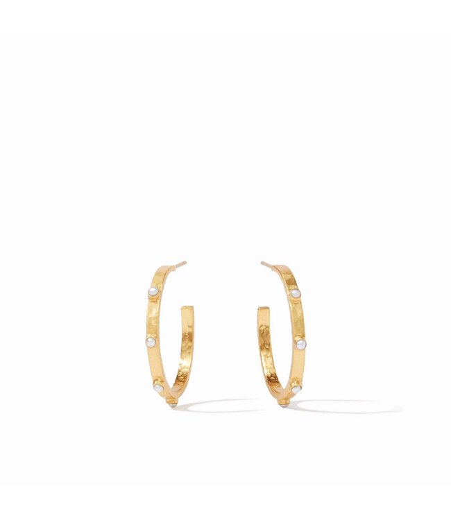 JULIE VOS Crescent Stone Hoop Gold
