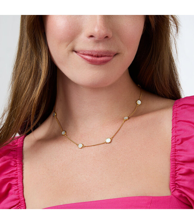 JULIE VOS Valencia Delicate Station Necklace Gold Mother Pearl