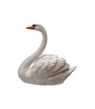 Stoneware Swan, White, Orange Color & Black